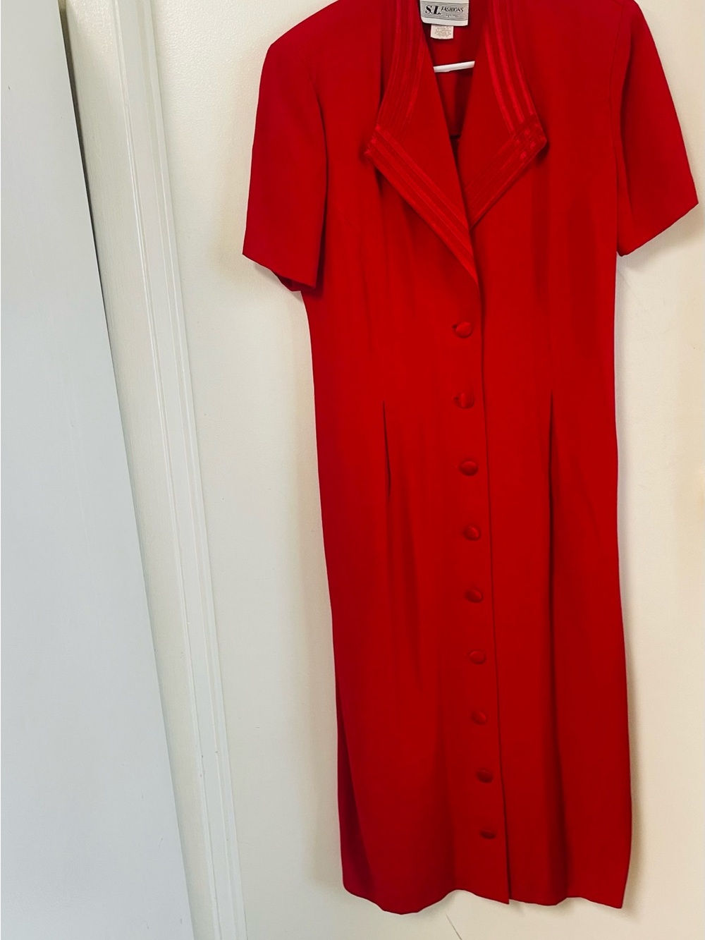 S.L. Fashions Red Button-Front Maxi Dress